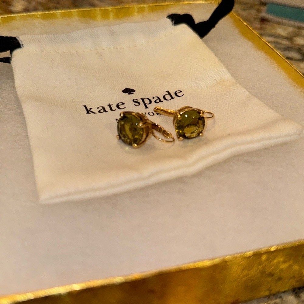 Kate Spade Clip On Gum Drop earrings - peridot green color